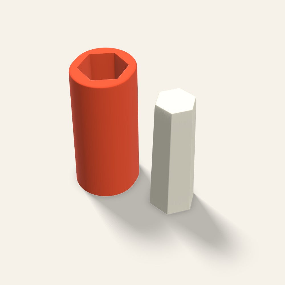 Hexagon Pillar Candle Mold, 1.5 x 4 Inch, 3D render