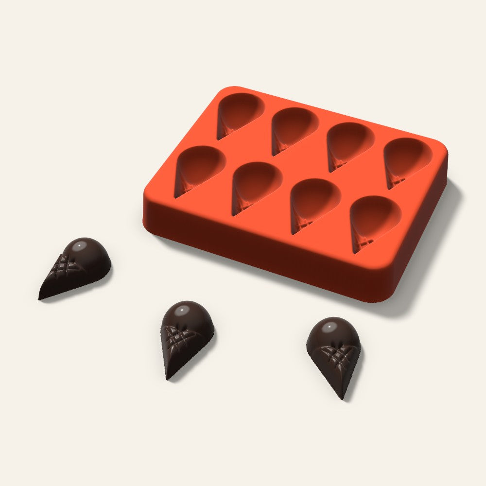 Ice Cream Cone Candy Mold, 1.25 Inch, 8 Cavity, 3D render