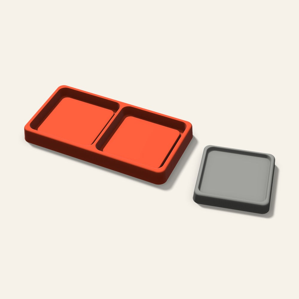 Square Concrete Coaster Mold, 3 Inch, 2 Cavity, 3D render