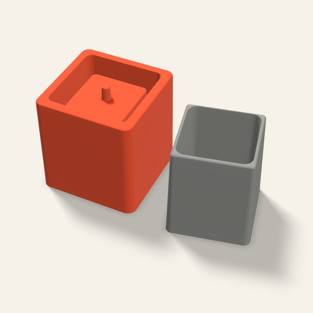 Tall Square Concrete Planter Mold, 3 Inch, 3D render
