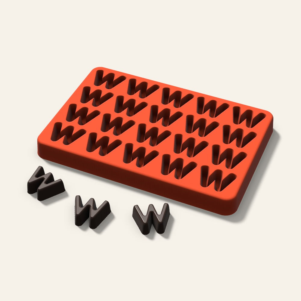 Letter W Candy Mold, 1 Inch, 20 Cavity, 3D render