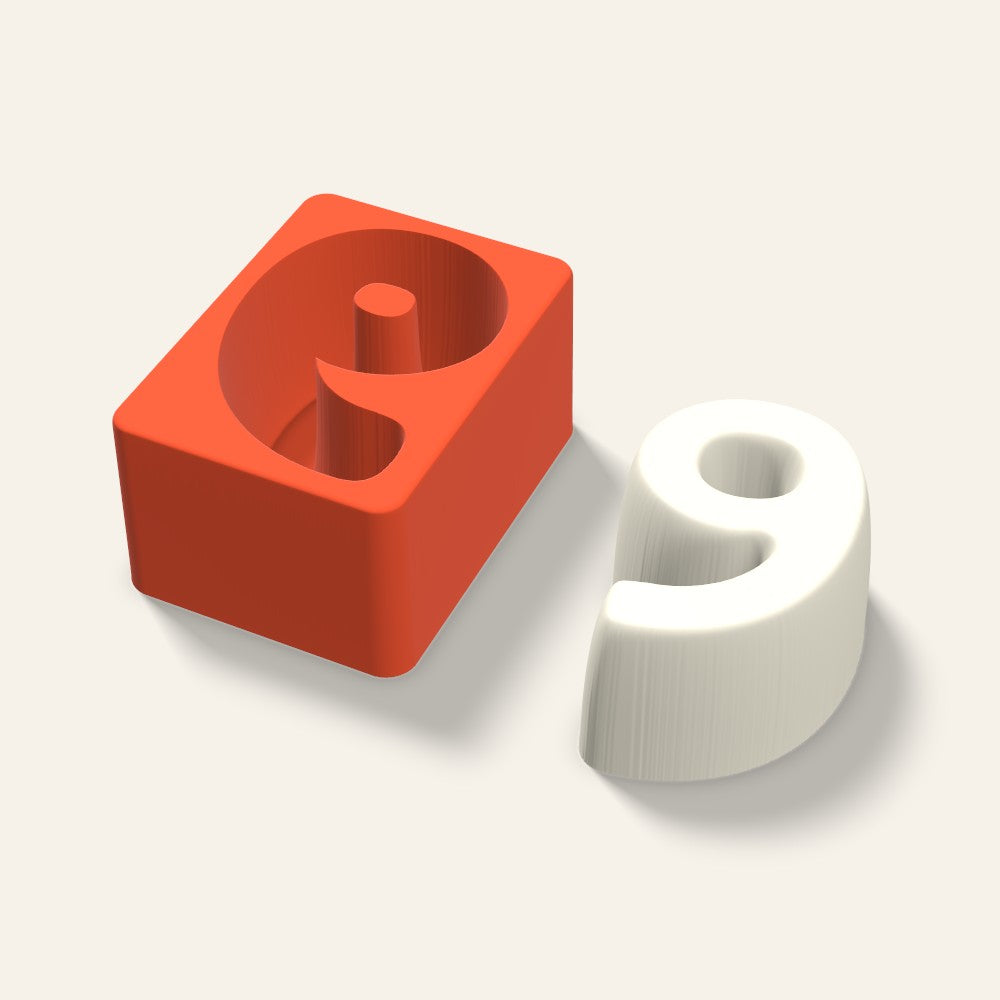 Number 9 Candle Mold, 4 x 2 Inch, 3D render