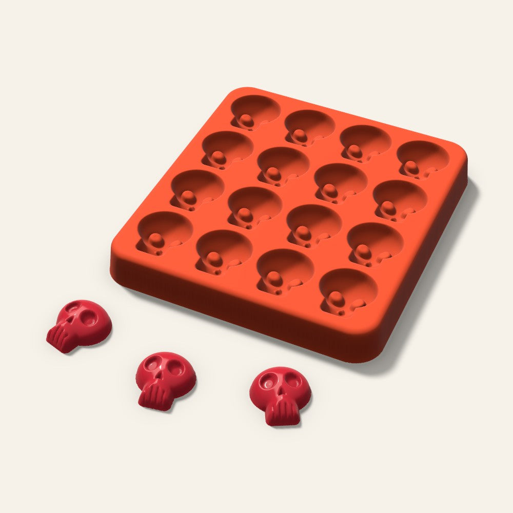 Skull Gummy Mold, 0.75 Inch, 16 Cavity, 3D render