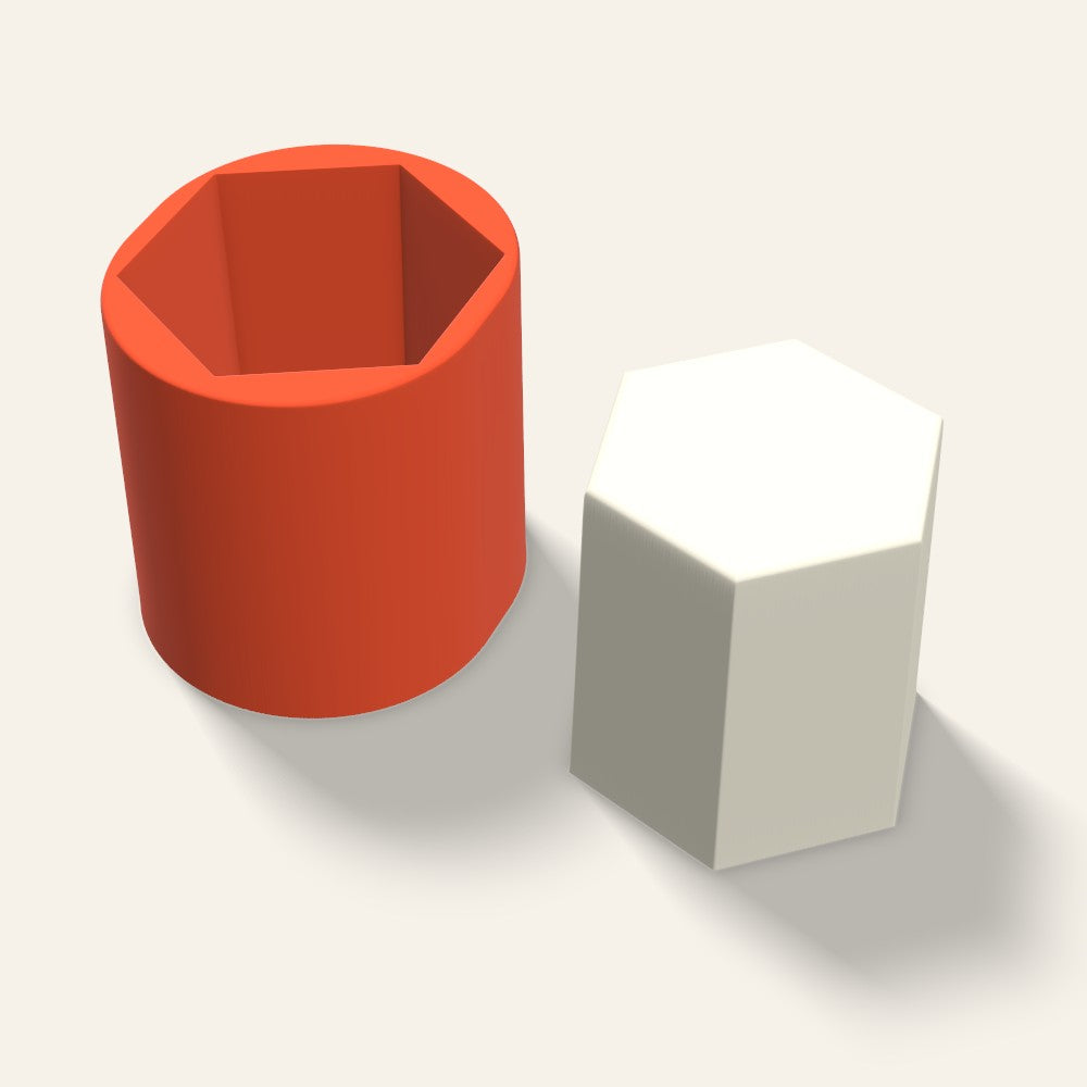 Hexagon Pillar Candle Mold, 4 x 4 Inch, 3D render