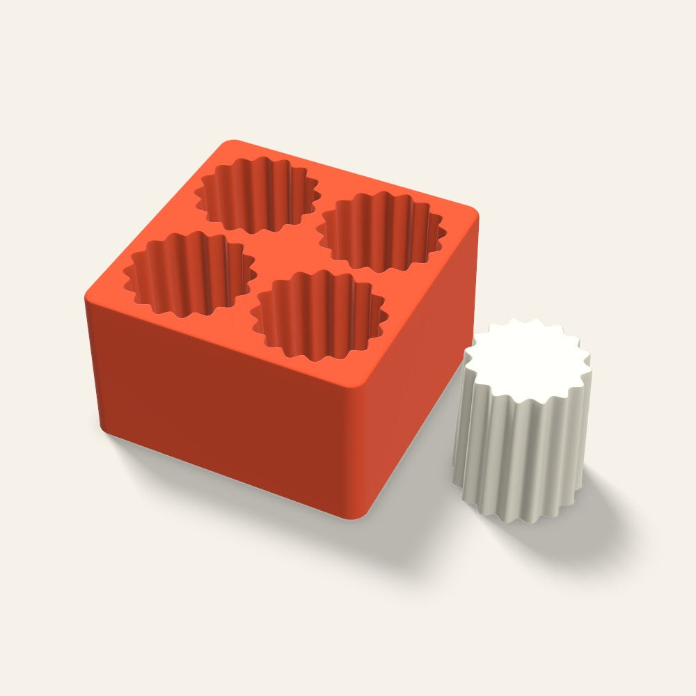 Ribbed Pillar Votive Candle Mold, 2.5 x 3 Inch, 4 Cavity, 3D render