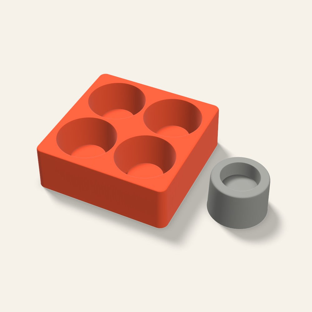 Round Tealight Holder Mold, 2.5 Inch, 4 Cavity, 3D render