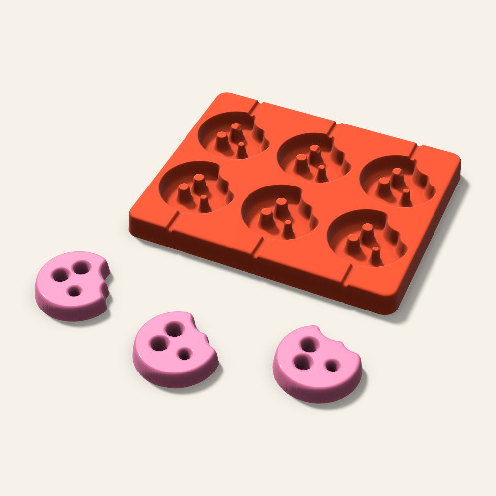 Cookie Bite Lollipop Mold, 2 Inch, 6 Cavity, 3D render