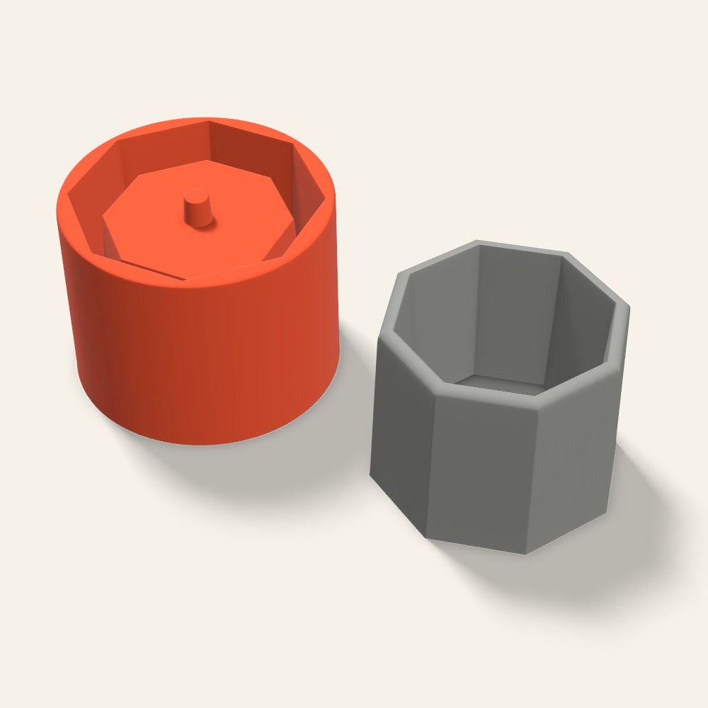Low Octagon Concrete Planter Mold, 4.5 Inch, 3D render