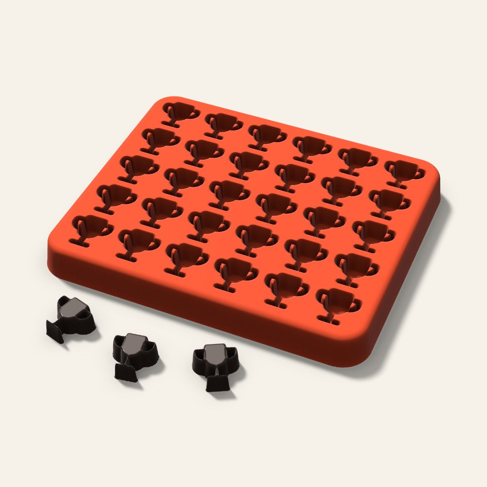 Trophy Gummy Mold, 0.5 Inch, 30 Cavity, 3D render