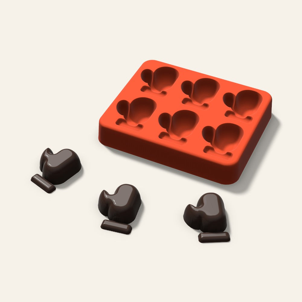 Mitten Candy Mold, 1.25 Inch, 6 Cavity, 3D render