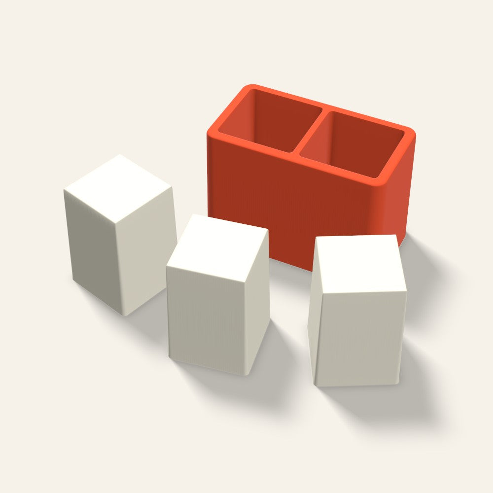 Square Pillar Votive Candle Mold, 2 x 3 Inch, 2 Cavity, 3D render