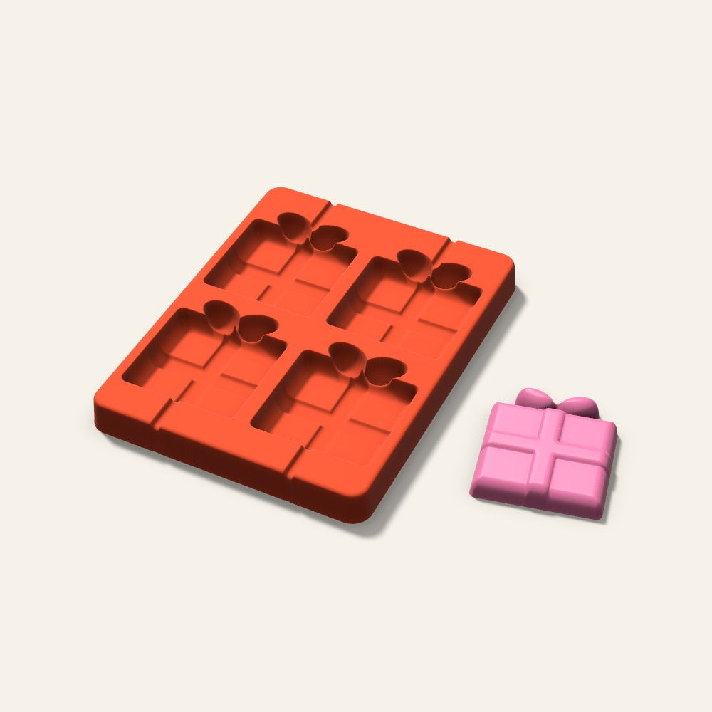 Gift Box Lollipop Mold, 2.5 Inch, 4 Cavity, 3D render