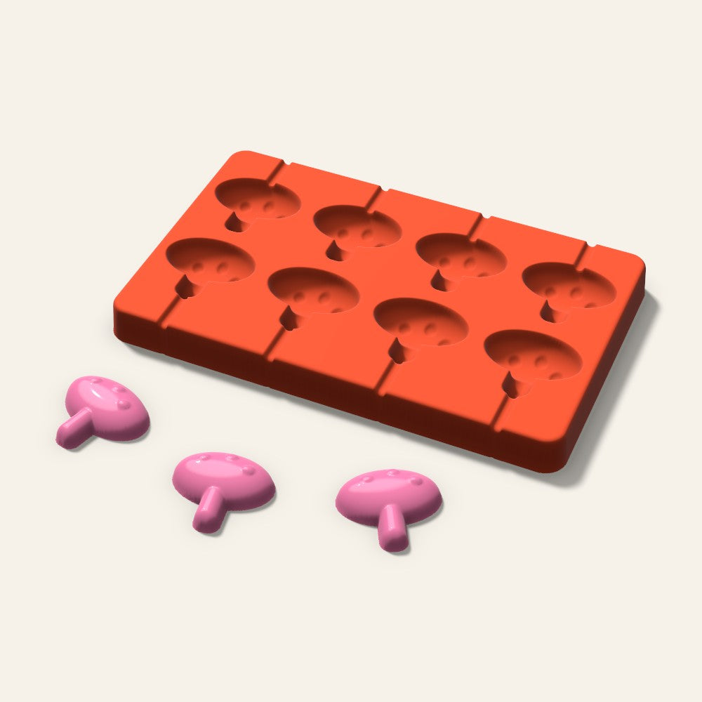 Mushroom Lollipop Mold, 1.5 Inch, 8 Cavity, 3D render