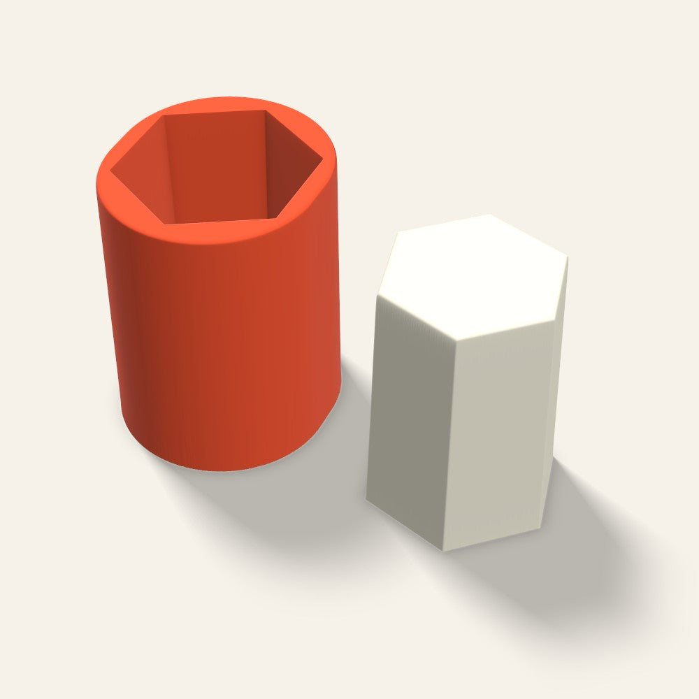 Hexagon Pillar Candle Mold, 3 x 4 Inch, 3D render