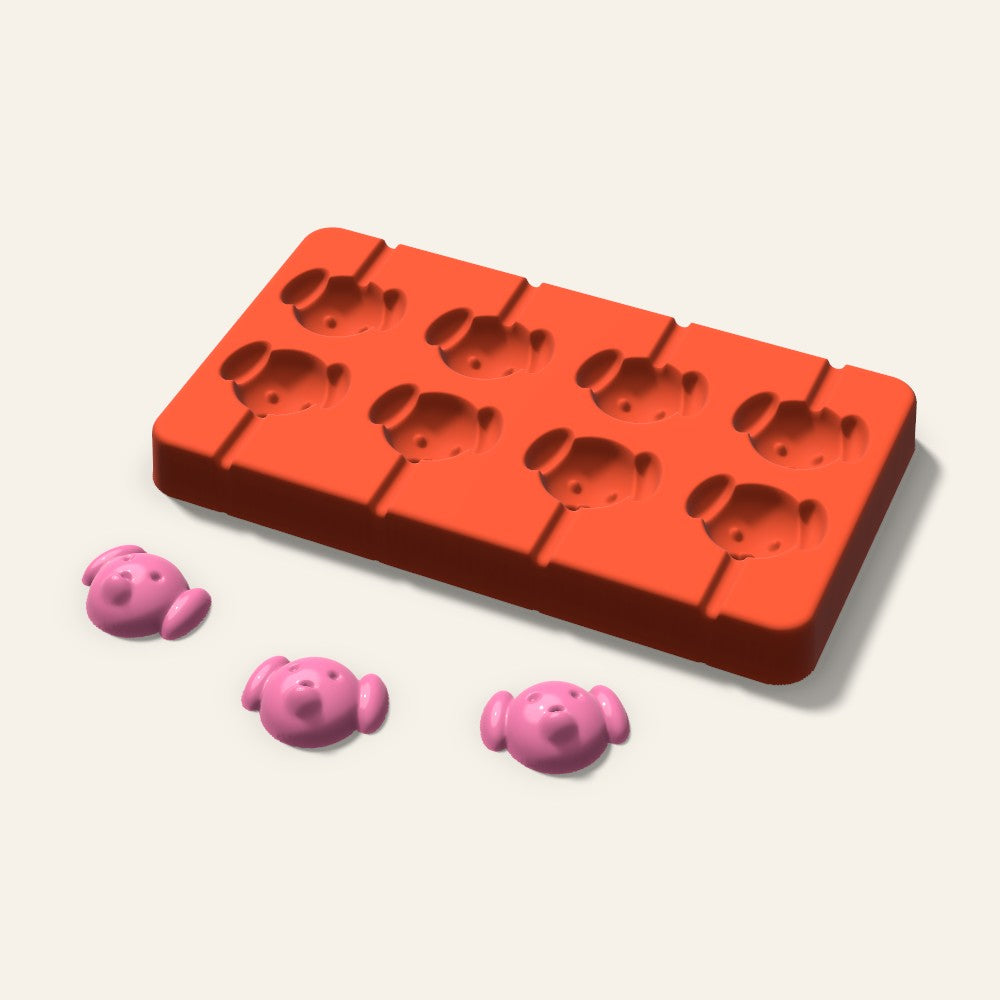 Dog Lollipop Mold, 1.5 Inch, 8 Cavity, 3D render