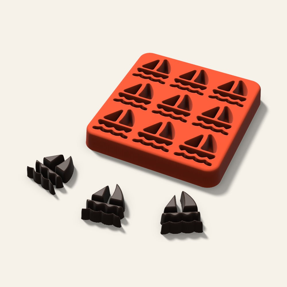 Sailboat Candy Mold, 1 Inch, 9 Cavity, 3D render
