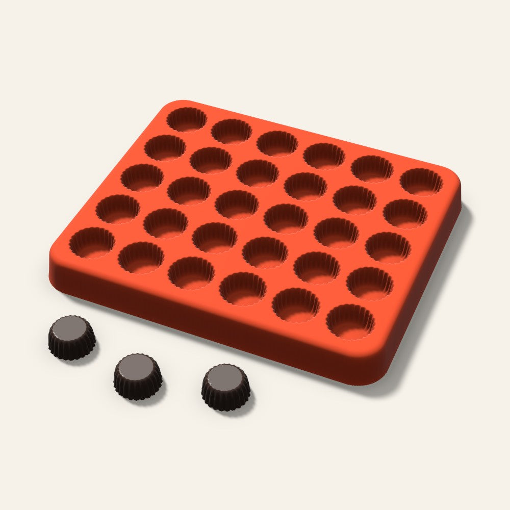 Fluted Cup Gummy Mold, 0.5 Inch, 30 Cavity, 3D render