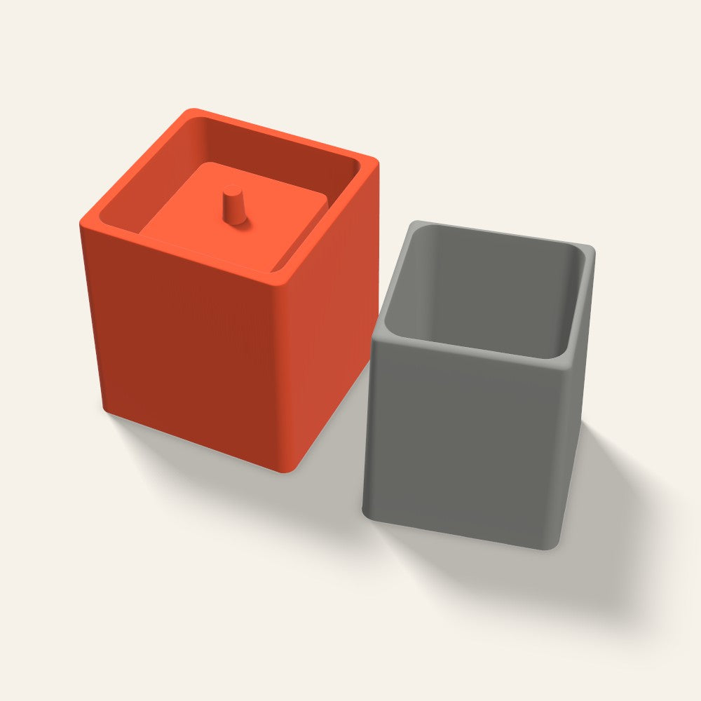 Tall Square Concrete Planter Mold, 5 Inch, 3D render