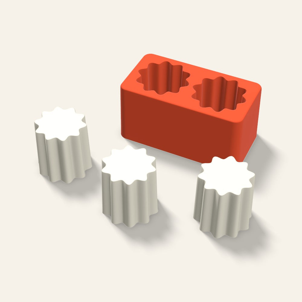 Fluted Pillar Votive Candle Mold, 2 x 2 Inch, 2 Cavity, 3D render