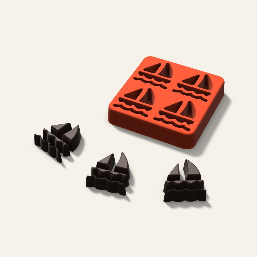 Sailboat Chocolate Mold, 1.5 Inch, 4 Cavity, 3D render