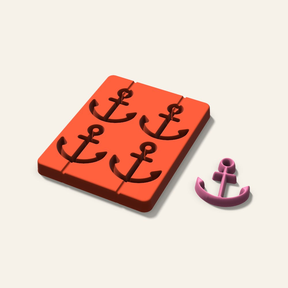 Anchor Lollipop Mold, 2.5 Inch, 4 Cavity, 3D render