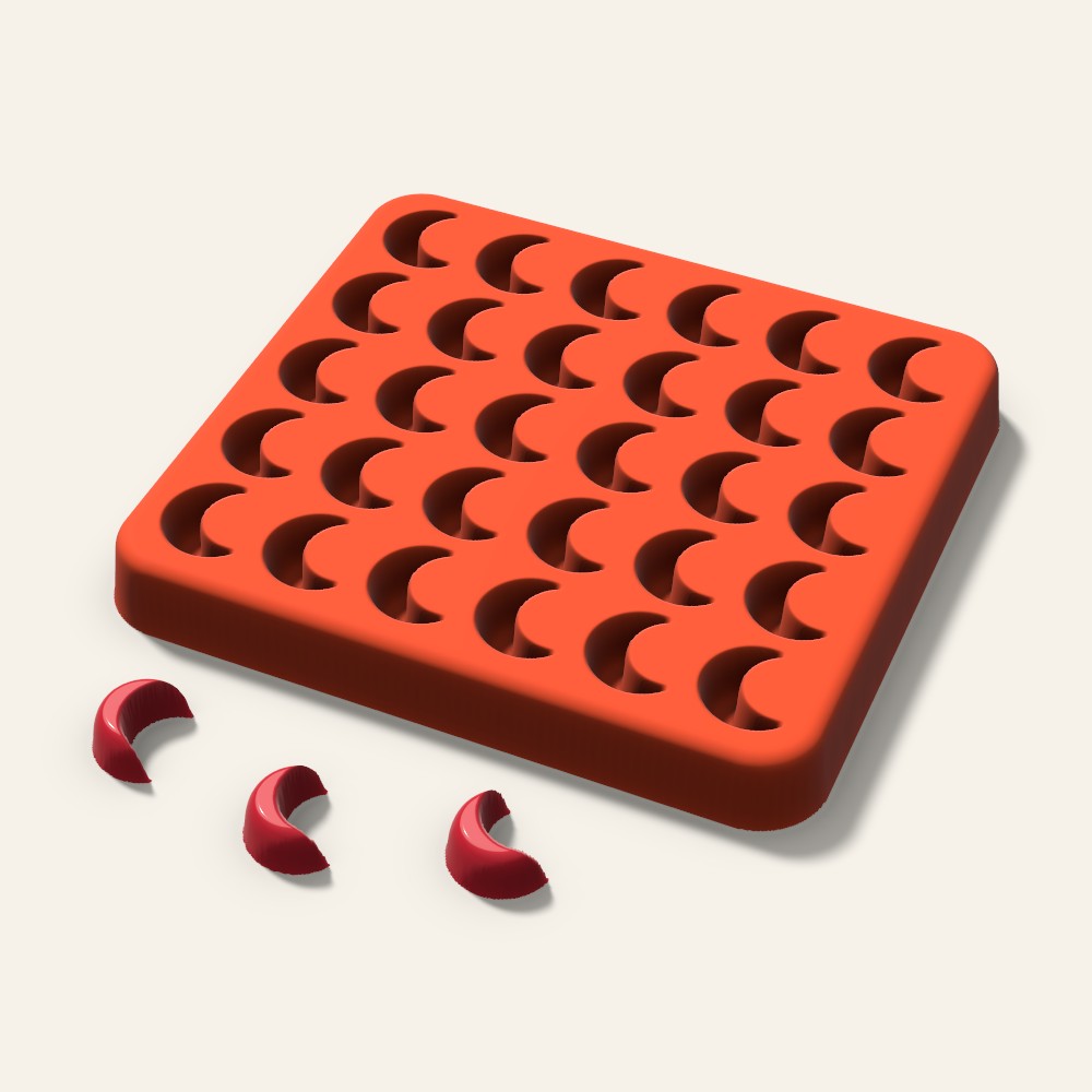 Crescent Moon Gummy Mold, 0.5 Inch, 30 Cavity, 3D render