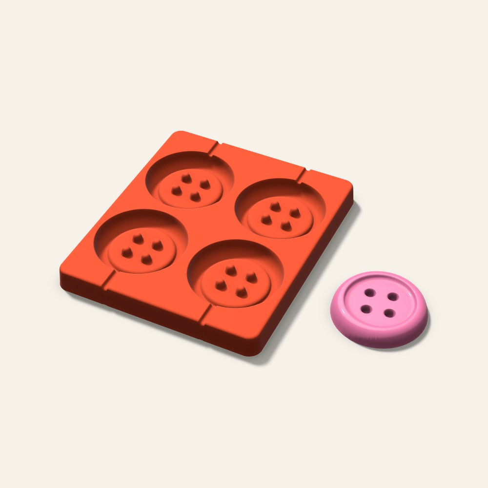 Button Lollipop Mold, 2.5 Inch, 4 Cavity, 3D render
