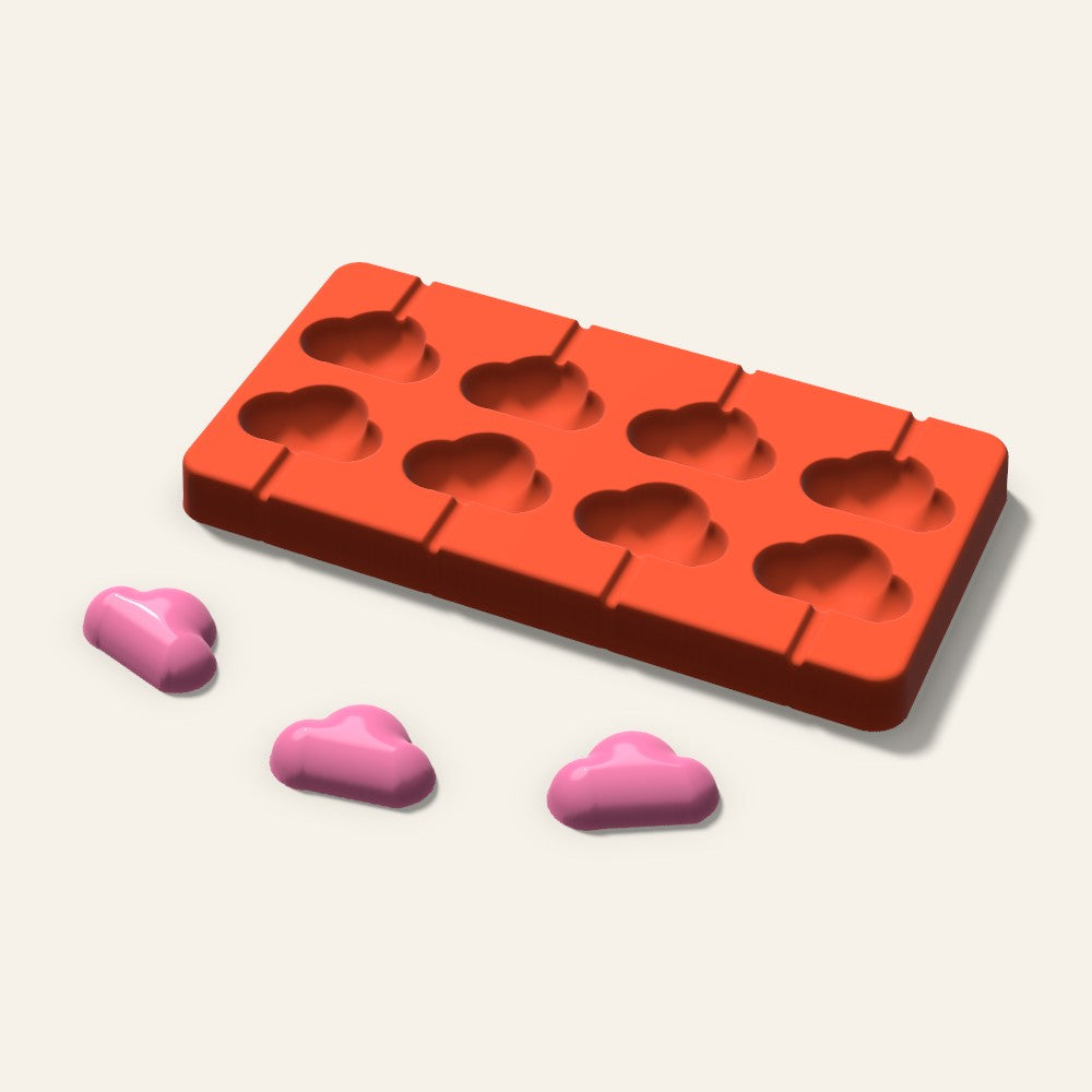 Cloud Lollipop Mold, 1.5 Inch, 8 Cavity, 3D render