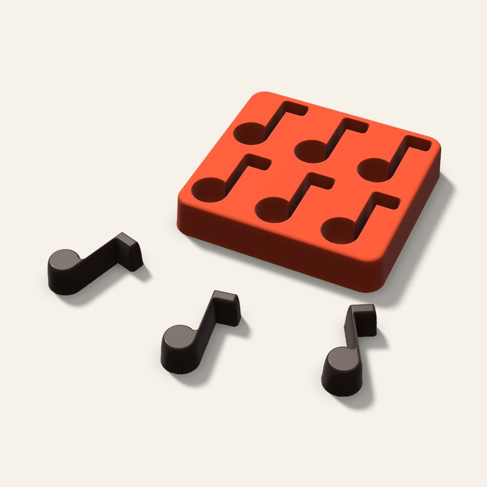 Music Note Chocolate Mold, 1.5 Inch, 6 Cavity, 3D render