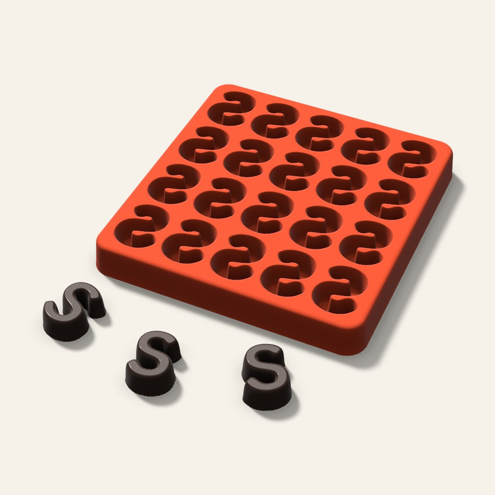 Letter S Candy Mold, 1 Inch, 20 Cavity, 3D render