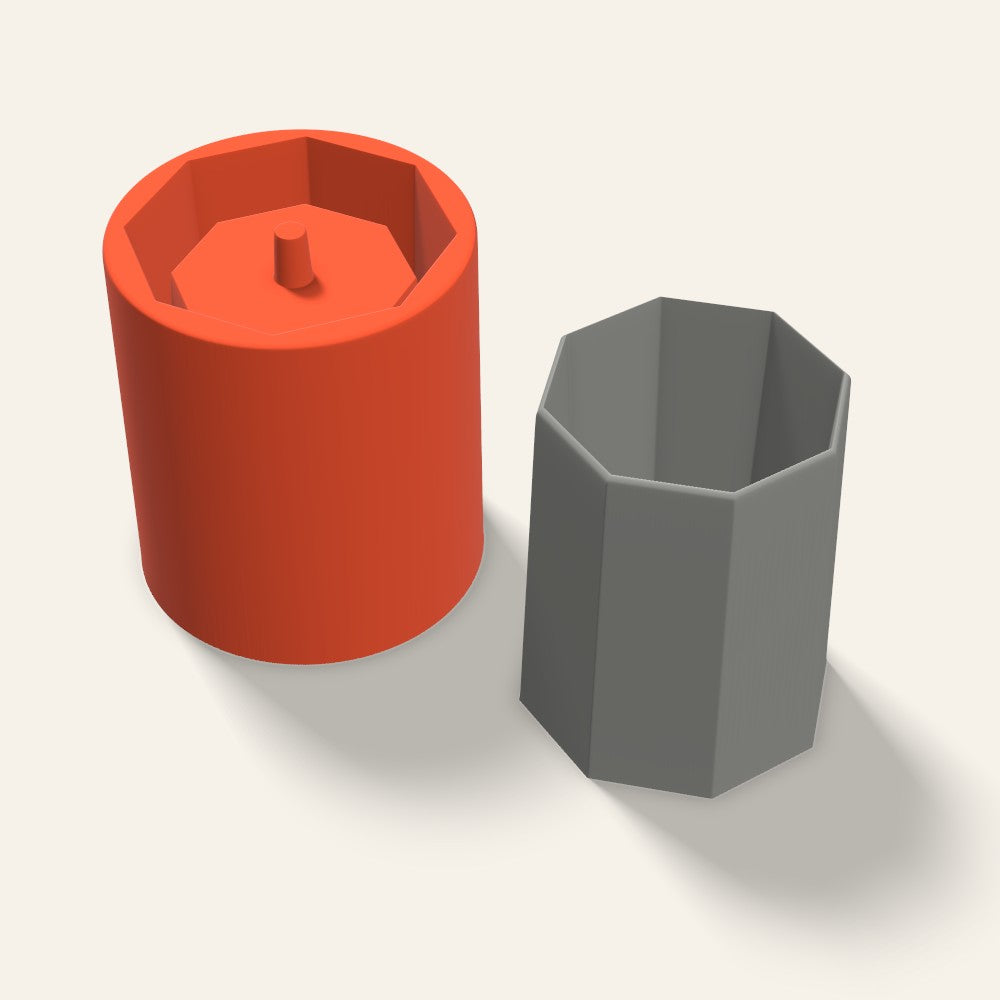 Tall Octagon Concrete Planter Mold, 3.5 Inch, 3D render
