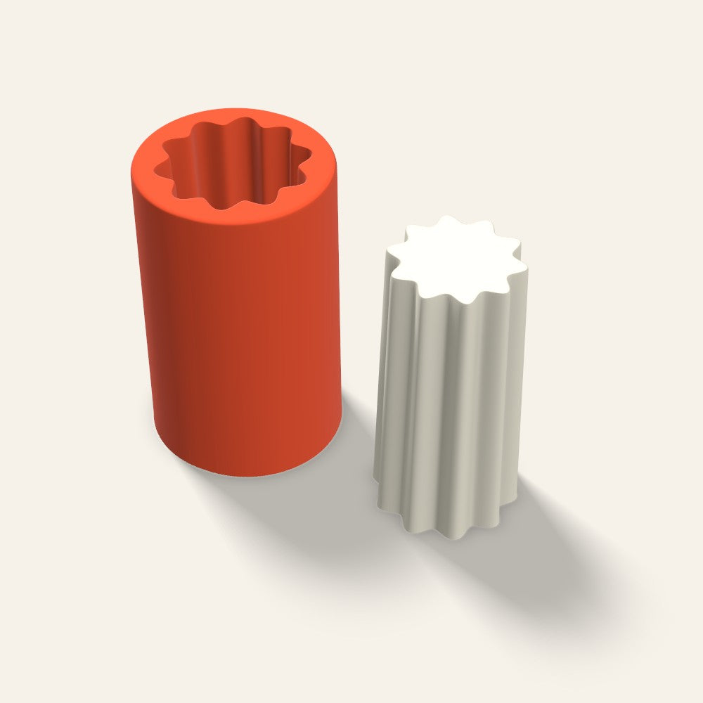 Fluted Pillar Candle Mold, 2 x 4 Inch, 3D render