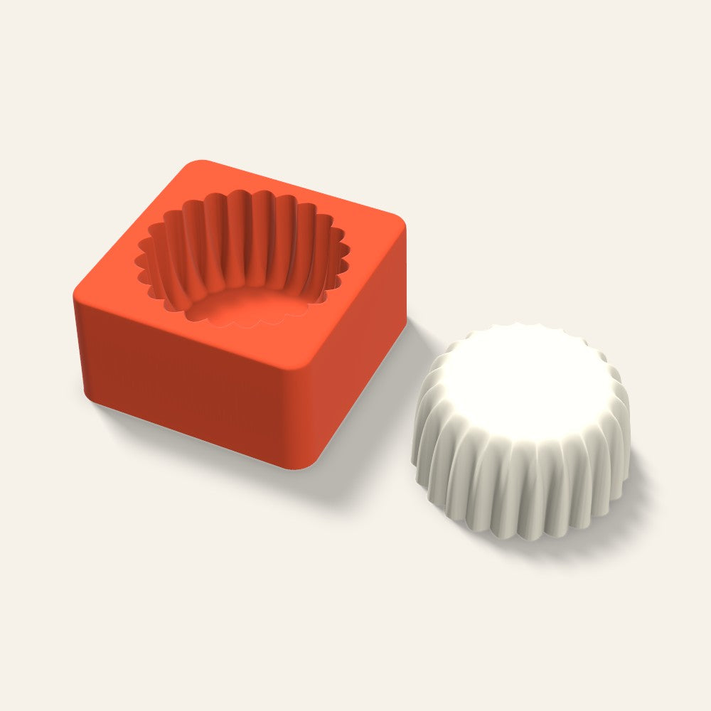 Fluted Cup Candle Mold, 3 x 1.5 Inch, 3D render