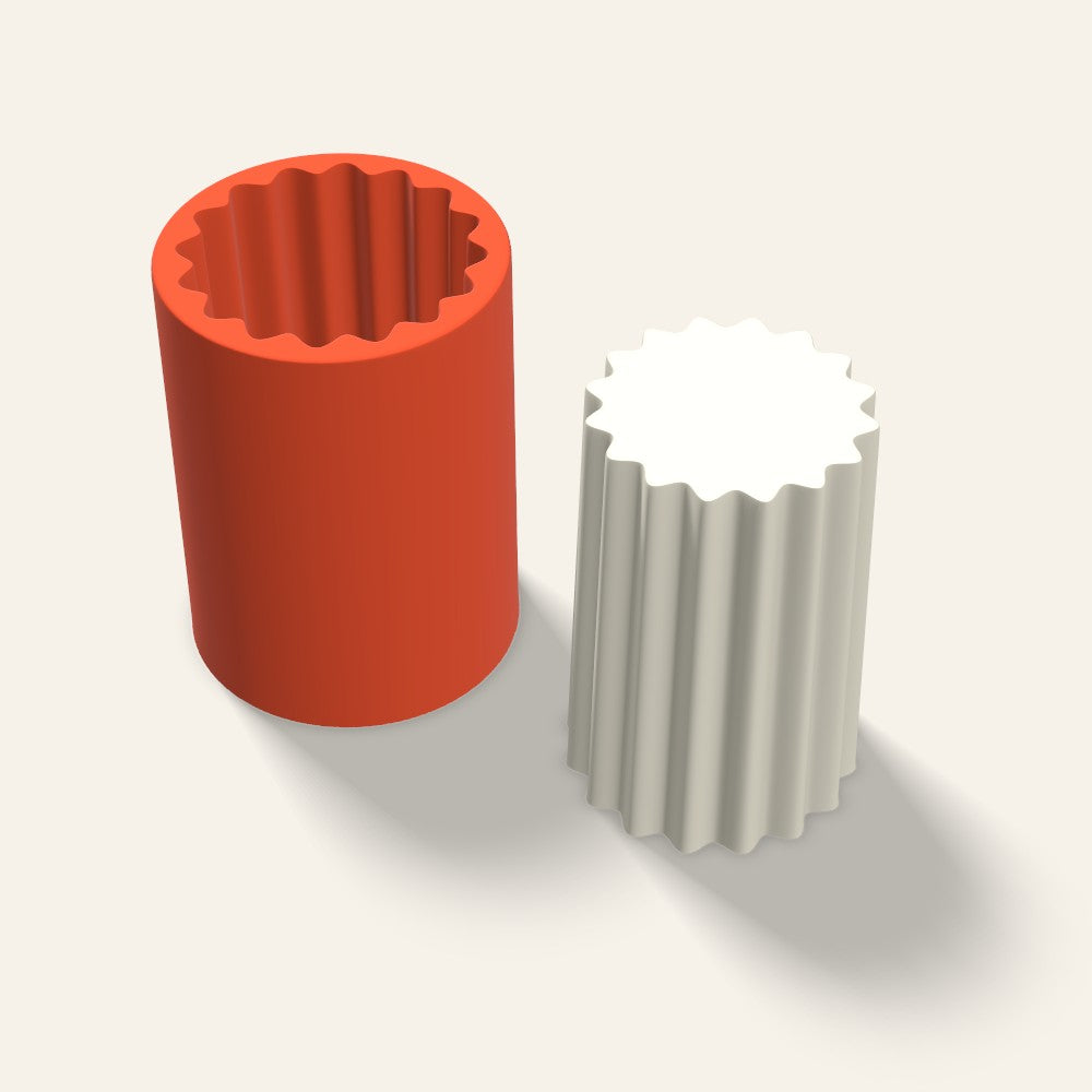 Ribbed Pillar Candle Mold, 4 x 6 Inch, 3D render