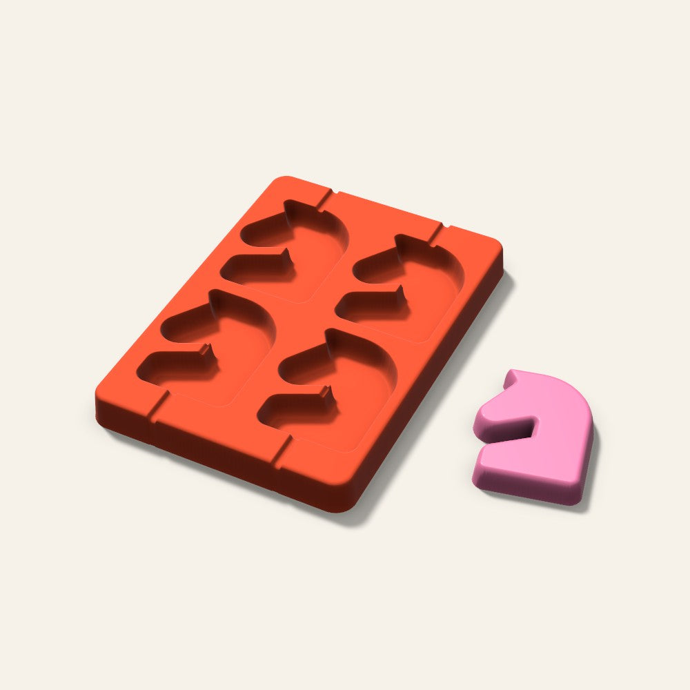 Chess Knight Lollipop Mold, 2.5 Inch, 4 Cavity, 3D render