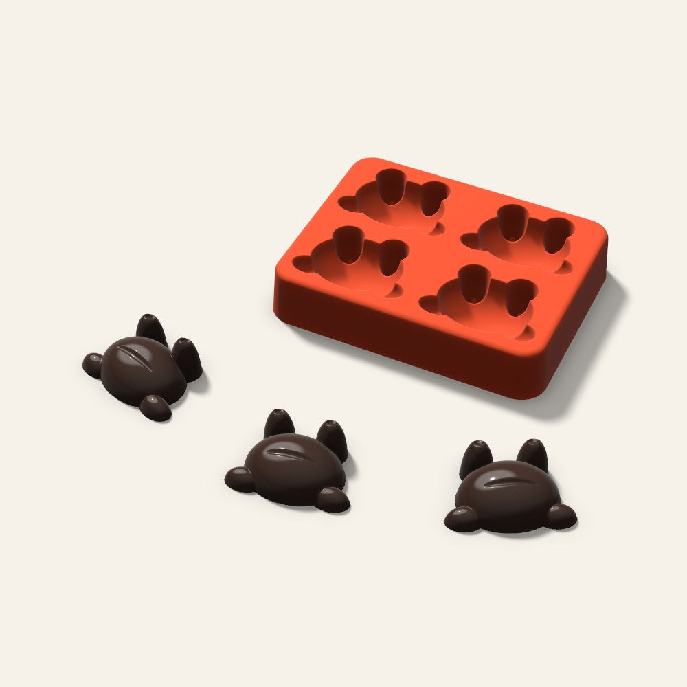 Frog Chocolate Mold, 1.5 Inch, 4 Cavity, 3D render
