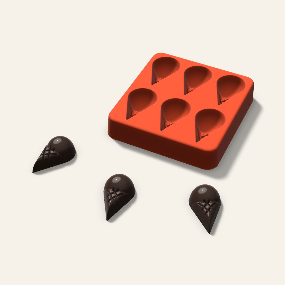 Ice Cream Cone Chocolate Mold, 1.5 Inch, 6 Cavity, 3D render