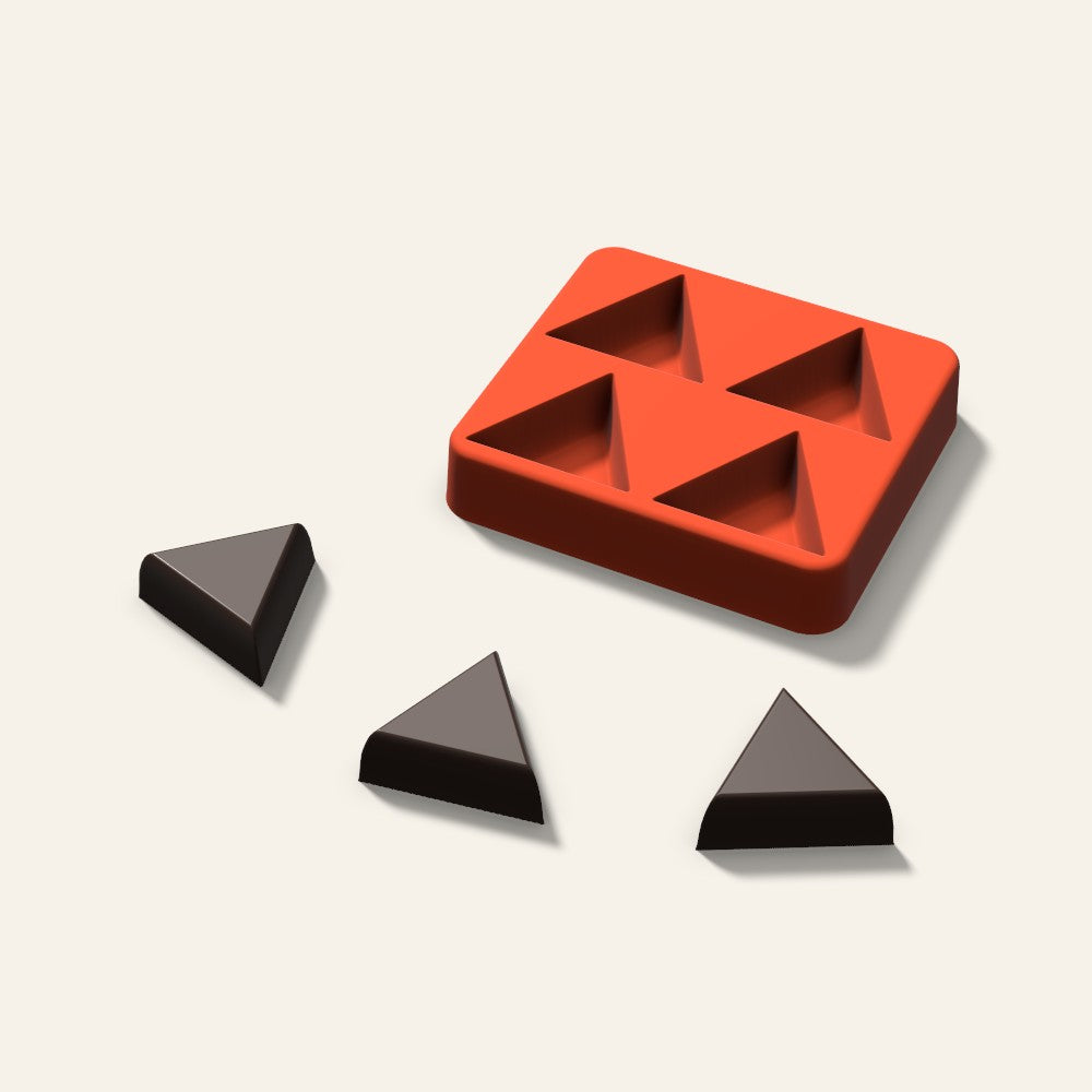 Triangle Chocolate Mold, 1.5 Inch, 4 Cavity, 3D render