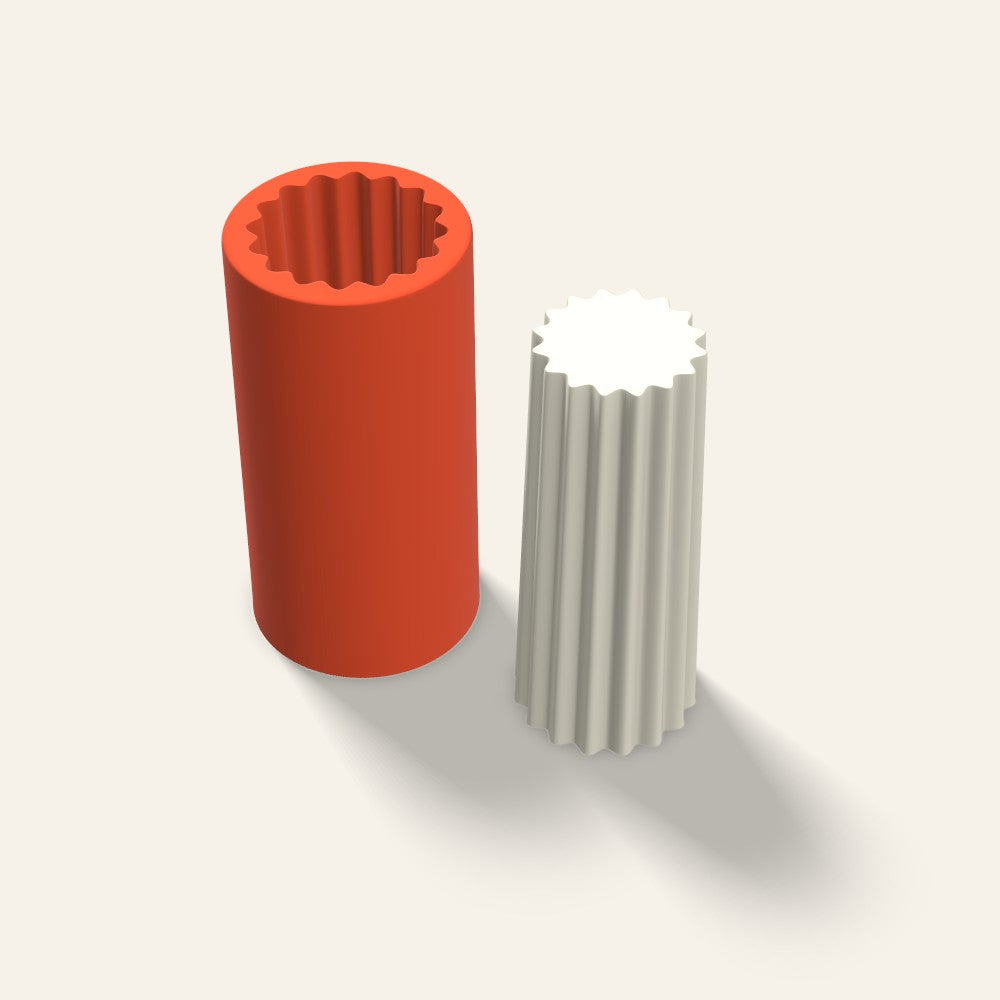 Ribbed Pillar Candle Mold, 2.5 x 6 Inch, 3D render