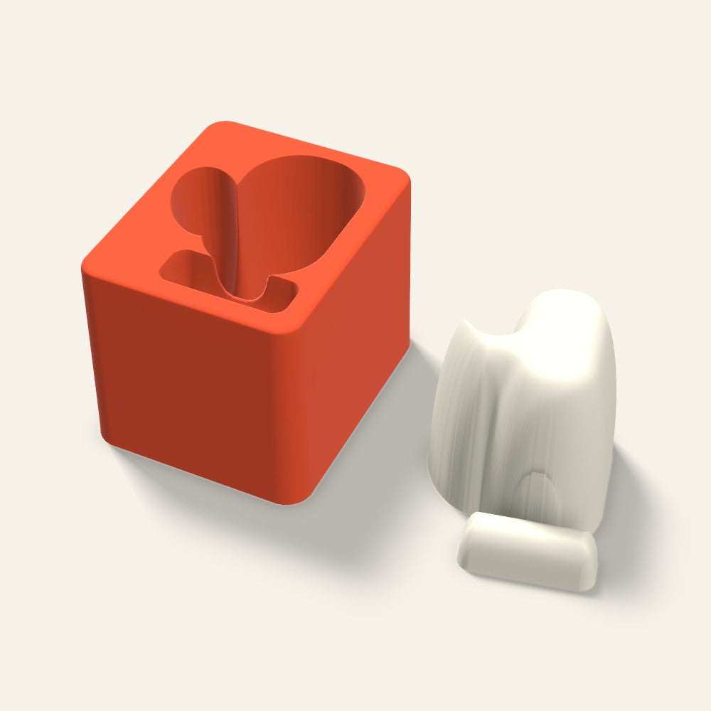 Mitten Candle Mold, 3 x 2.5 Inch, 3D render