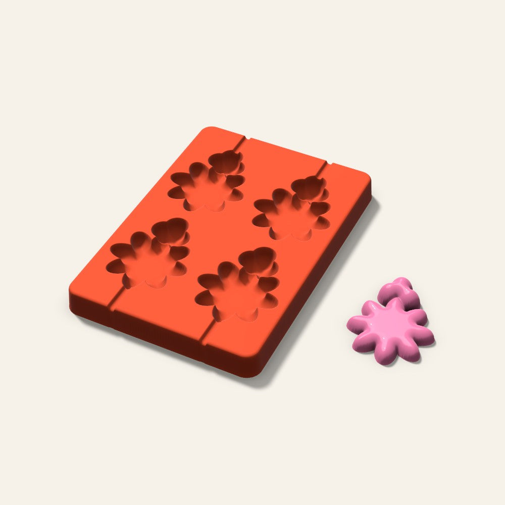 Holly Lollipop Mold, 2.5 Inch, 4 Cavity, 3D render