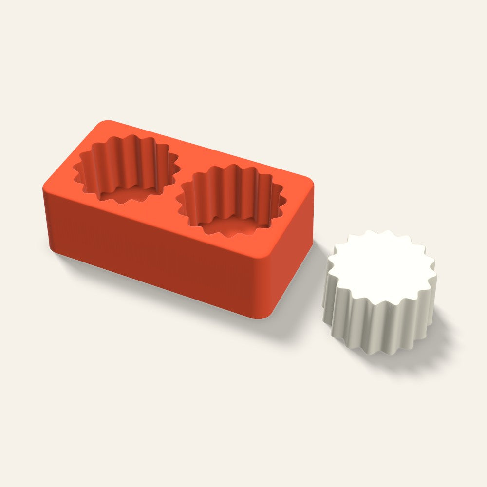 Ribbed Pillar Votive Candle Mold, 2.5 x 1.5 Inch, 2 Cavity, 3D render