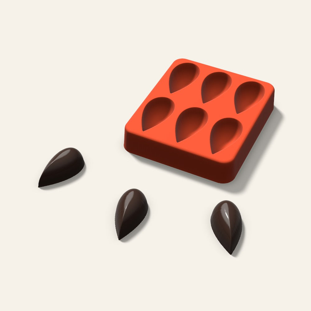 Teardrop Chocolate Mold, 1.5 Inch, 6 Cavity, 3D render