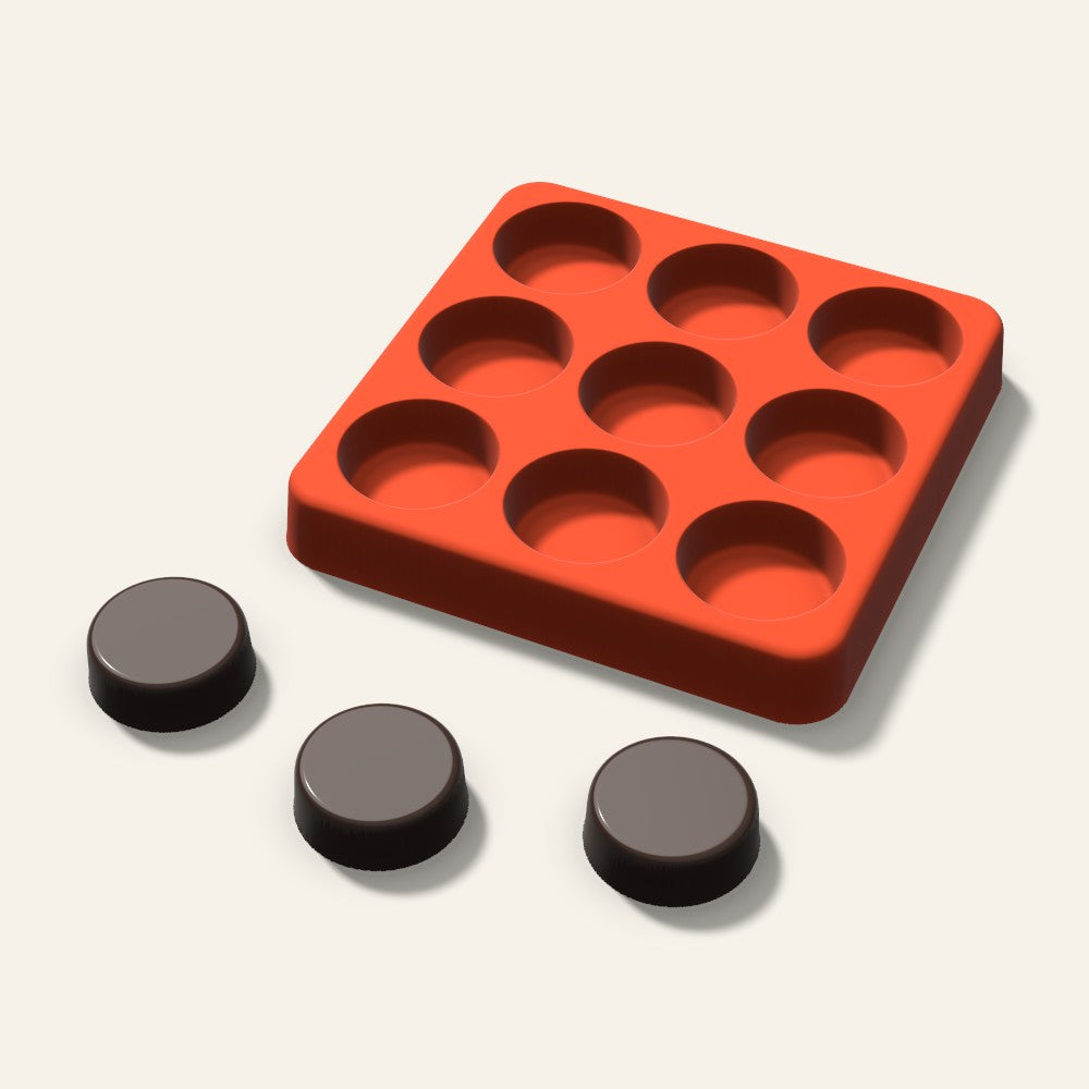 Round Candy Mold, 1 Inch, 9 Cavity, 3D render