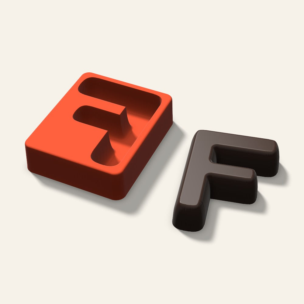 Letter F Mold, 4 Inch, 3D render