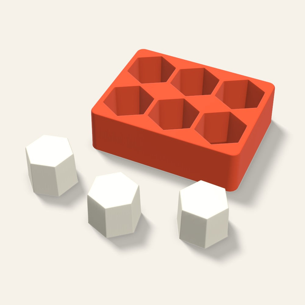Hexagon Pillar Votive Candle Mold, 2 x 1.5 Inch, 6 Cavity, 3D render