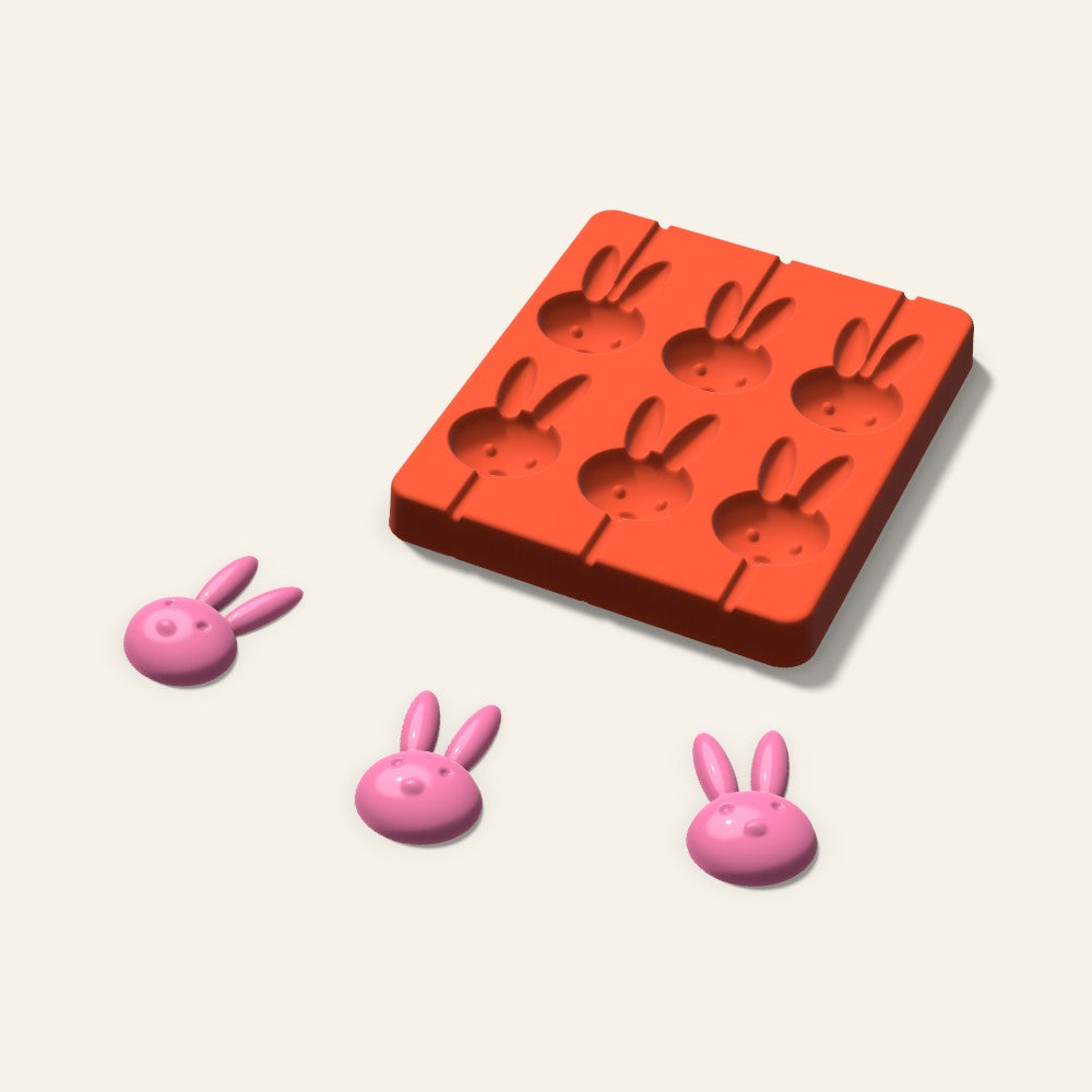 Bunny Lollipop Mold, 2 Inch, 6 Cavity, 3D render