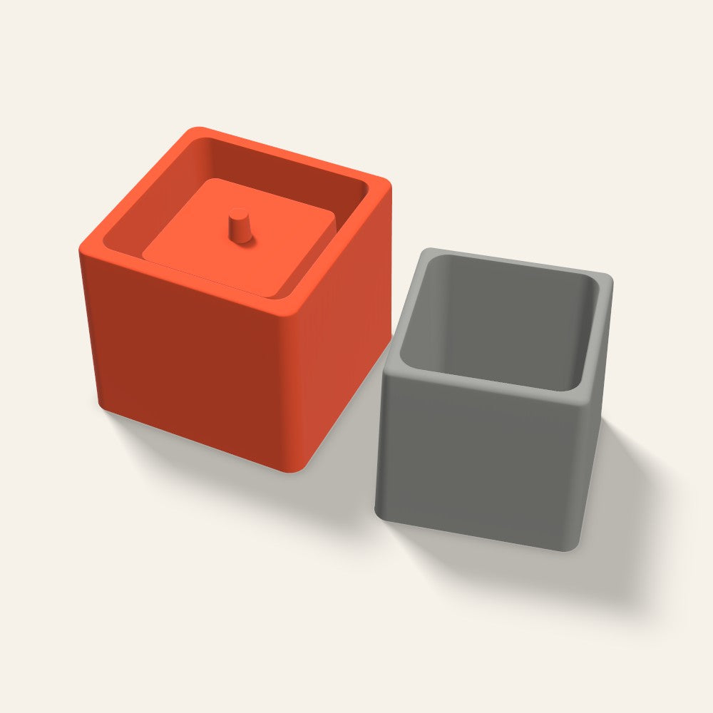 Square Concrete Planter Mold, 4 Inch, 3D render