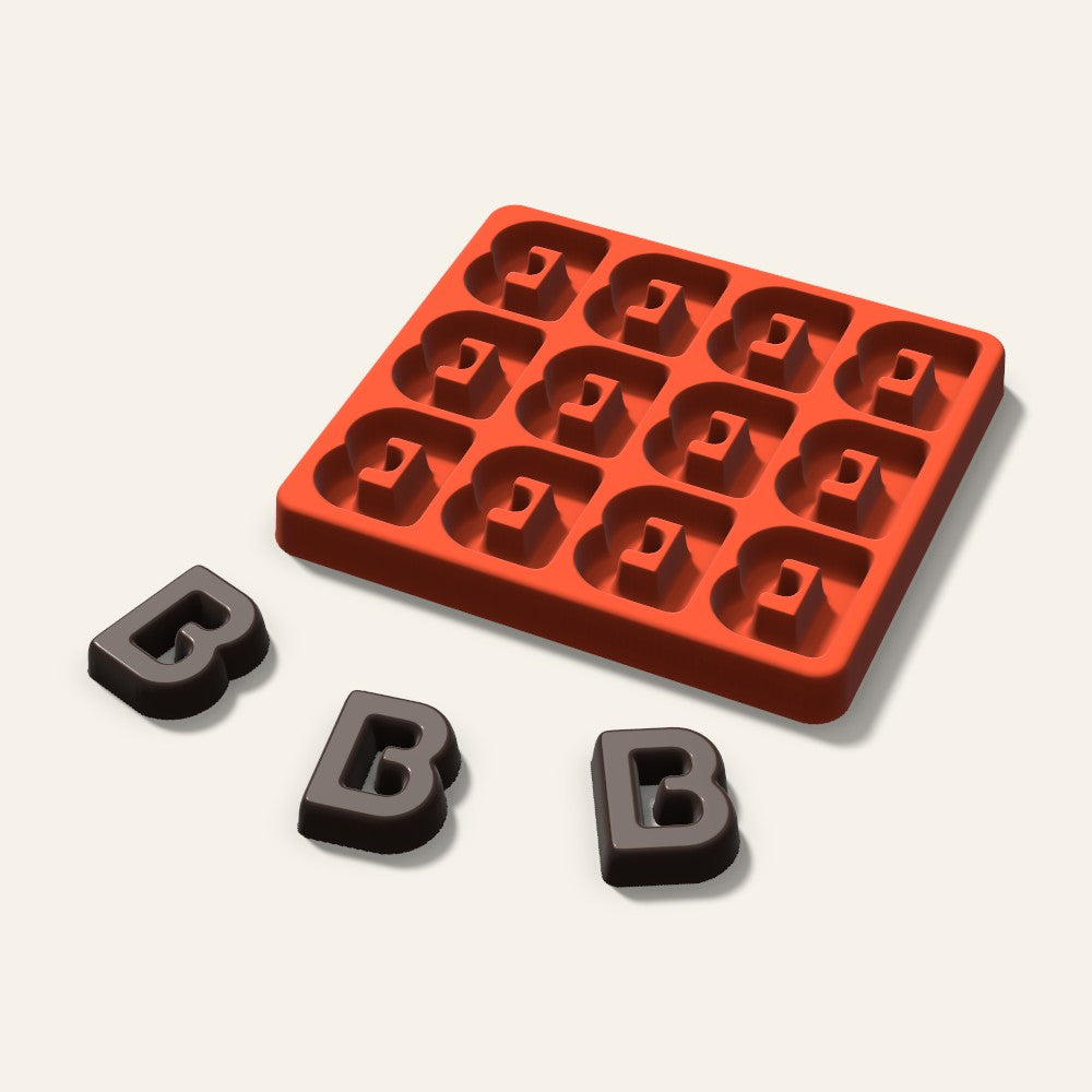 Letter B Candy Mold, 1.5 Inch, 12 Cavity, 3D render