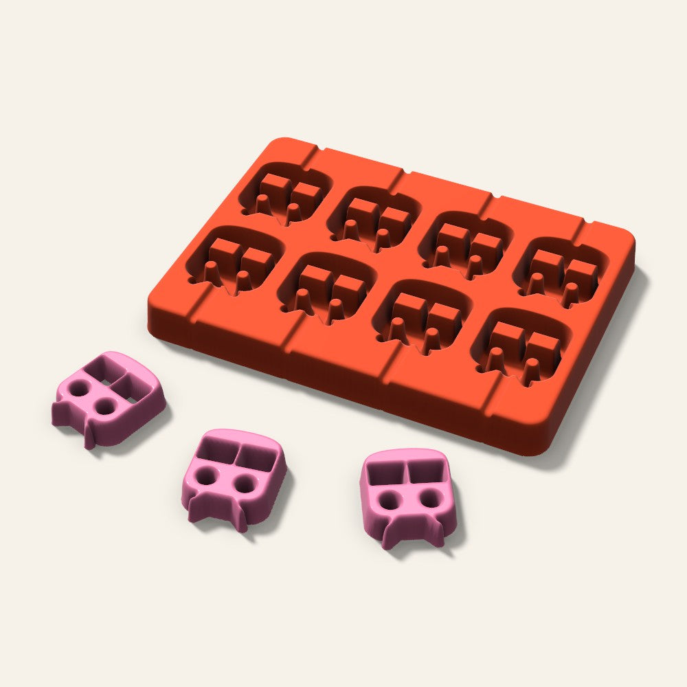 Train Lollipop Mold, 1.5 Inch, 8 Cavity, 3D render